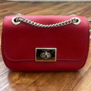 Like New Red Coach Crossbody with Chain